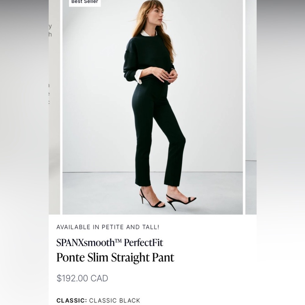 NWT - Spanx Perfect Fit Ponte Slim Straight Pant (small, tall)